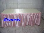 Mesa 2 metros com toalha rosa com champanhe 89