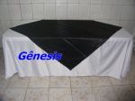 Mesa 2 metros com toalha branco com preto 107
