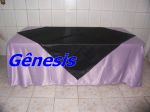 Mesa 2 metros com toalha lílas com preto 108