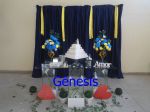 Decoração c/ mesa vidro azul marinho B13