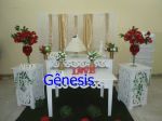 Decoração de casamento dourado c/ vermelho B16
