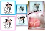Caixa em MDF, 10x10cm, com dècoupage foto estilizada.to . Lembrança para os padrinhos do casamento.