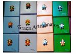 Caixa em MDF, 10x10cm, com tampa decorada com biscuit. Tema: palhaço.