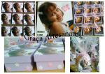 Caixa em MDF, 10x10cm, decorada em dècoupage com foto e biscuit nas laterais.