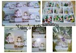 Caixa em MDF, 10x10cm, decorada em dècoupage. Tema: bonecas de pano.