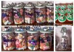 Vidro reciclado, 500ml, com dècoupage de foto no vidro e tampa em biscuit com o tema futebol.