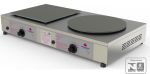 MAQUINA DE CREPE FRANCÊS ELÉTRICA PROGÁS - (PRKF-202 E) - Estrutura em aço inox escovado - Chapa quadrada 330 x 330mm - Chapa redonda diam. 330mm - Resistência blindada de 1.300 W. - Termostato para controle de temperatura individual - Lâmpada piloto - Tensão 127-220v.