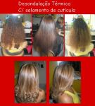 Nesse cabelo foi feita a tradicional balayagem, finalizando com a desondulao trmica e com a selagem de cutcula.