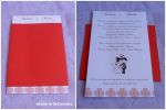 Convite 11,5x18cm.
Envelope em papel CP Pequim Telado 240gr, impresso em papel verg branco 180gr, acabamento fita cetim.