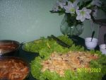 Salada de farfalle com legumes a juliene e molho  a bechamel