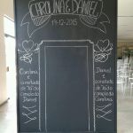 Locação de quadro Lousa escrito em giz,  personalizado para fotos no salão. Quadro de 2,50 alt por 1,80 de largura.