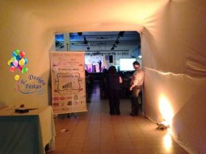 Túnel com malha tensionada realizado para um evento do MP Studio de Dança de Itatiba