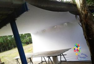 Recobrimento da churrasqueira utilizando malha tensionada em Jundiaí (lycra)