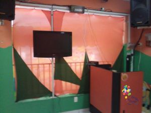 Decoração com malha realizada no Buffet Happy Day em Jundiaí