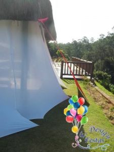 Decoração de Quiosque utilizando Malha Tensionada (Lycra)