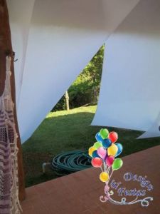 Decoração de Quiosque utilizando Malha Tensionada (Lycra)