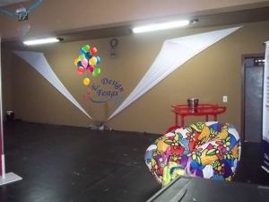 Decoração com lycra realizada no Buffet Ki Festa em Jundiai