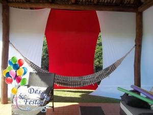 Decoração de Quiosque utilizando Malha Tensionada (Lycra)