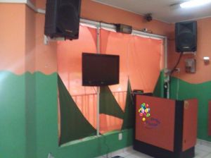 Decoração com malha realizada no Buffet Happy Day em Jundiaí