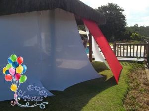 Decoração de Quiosque utilizando Malha Tensionada (Lycra)