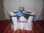 Toalha branca com cetim azul royal 14