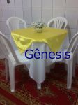 Toalha branca com cetim amarelo ouro 21