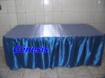 Mesa 2 metros com toalha cetim azul royal 100
