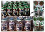 Potes de vidro de 500 ml. Enfeite de mesa e lembrancinha de aniversário infantil.