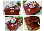 Porta Bijouterias em MDF. Com dois compartimentos e espaço para anéis. Decorado com Biscuit. Personalizado.
