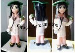 Boneca caracterizada de médica, em Biscuit, para topo de bolo