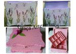 Porta bijouterias, colonial, em MDF, com dois compartimentos. O lilás com textura e decoupagem e o rosa pintado com flores em biscuit..