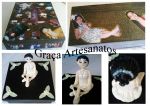 Porta bijouterias em MDF, com dois compartimentos. Dècoupage com fotos e pintada em craquelê. O outro porta bijouterias é com um compartimento e decorado com biscuit.