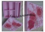 Porta bijouterias, em MDF, com um compartimento e espaço para anéis decorado em dècoupage.