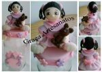 Pote de 500 ml. decorados em Biscuit.