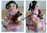 Potes de 500 ml. decorados em Biscuit.