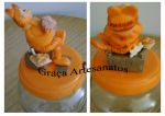 Pote de 3 litros decorado em Biscuit. Garfield.