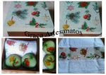 Caixa em MDF, 15x15 com tampa decorada em dècoupage. Toalha e sabonetes também decorados em dècoupage.