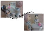 Sala de recepção, secretária e paciente em biscuit. Trabalho acadêmico em biscuit.