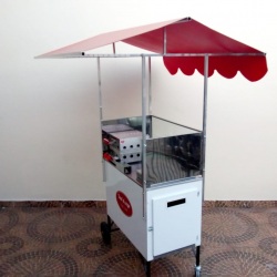 Carrinho Gourmet para Crepe Suíço - 95cm x 50cm - com toldo estrutura de alumínio.