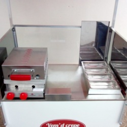 Carrinho Gourmet para Crepe Suíço - 95cm x 50cm - com toldo estrutura de alumínio.