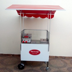 Carrinho Gourmet para Crepe Suíço - 95cm x 50cm - com toldo estrutura de alumínio.