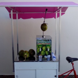 Food bike com máquina de água de coco (gela coco) em aço inox, com saída para água gelada e natural - codígo fmac