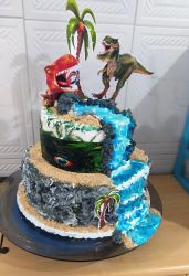 bolo decorado dinossauros