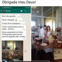 Bolo de casamento de pasta americana declarao positiva de quem me contratou.