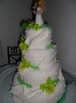 Bolo de casamento  com drapeado e flores verde  104