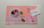 convite minnie, produzido com papel color plus 18 gr, podenso modificar o personagem de acordo com o tema de sua festa