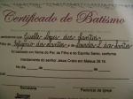 Certificado Batismo Igreja Petencostal Cura para as Naes
