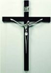 CF92.Crucifixo Estilizado Tamanho Mdio 30 x 20 cm Cruz Madeira Prata