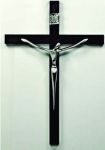 CF92.Crucifixo Estilizado Tamanho Mdio 30 x 20 cm Cruz Madeira Prata