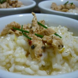 Risoto limoncelo com lascas de frango...